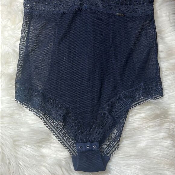 Autograph Lace Bodysuit Navy Blue Size 8 - Picture 3 of 12